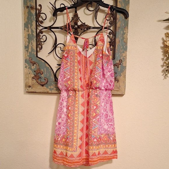 Bisou Bisou Pink and Orange Sundress. Excellent Condition Size 8 - Picture 8 of 10